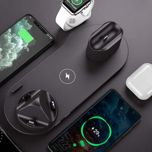6 in 1 wireless charger fast charging pad station for iPhone, watch, and earbuds with USB interface