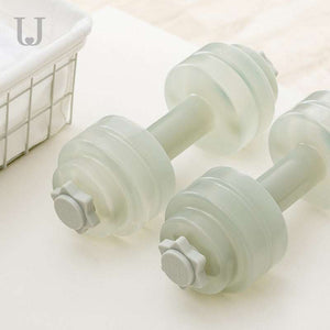 Pair of transparent fitness water dumbbells for home exercise and strength training