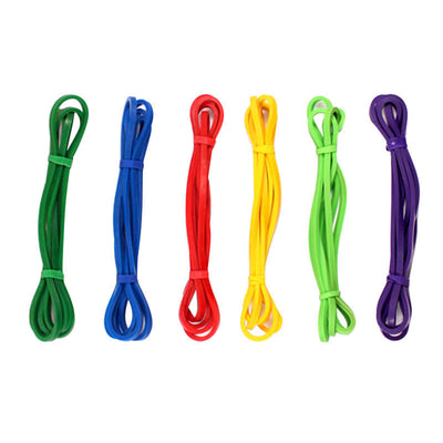 Set of colorful fitness pull bands made of latex for strength training and resistance exercises