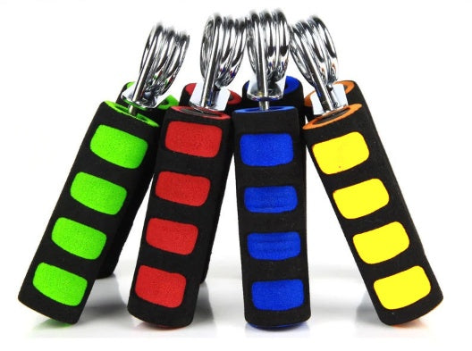 Colorful fitness hand grippers with sponge grip handles and chrome plated springs for strength training