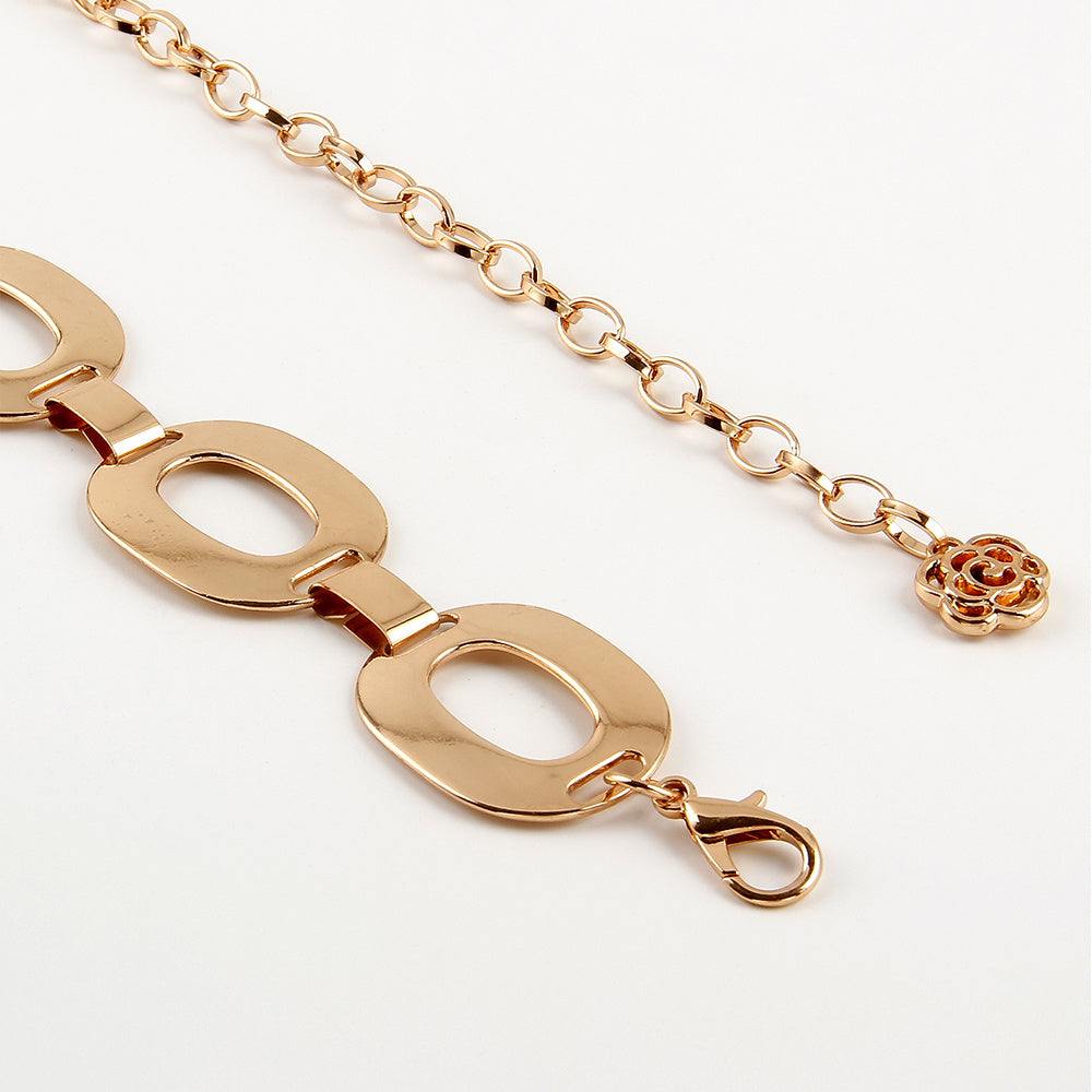 Gold electroplated summer jewelry waist chain with hollow out design and adjustable length