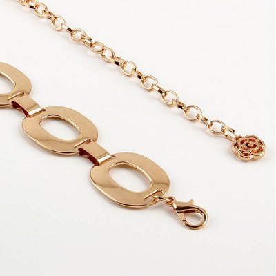 Gold electroplated summer jewelry waist chain with hollow out design and adjustable length
