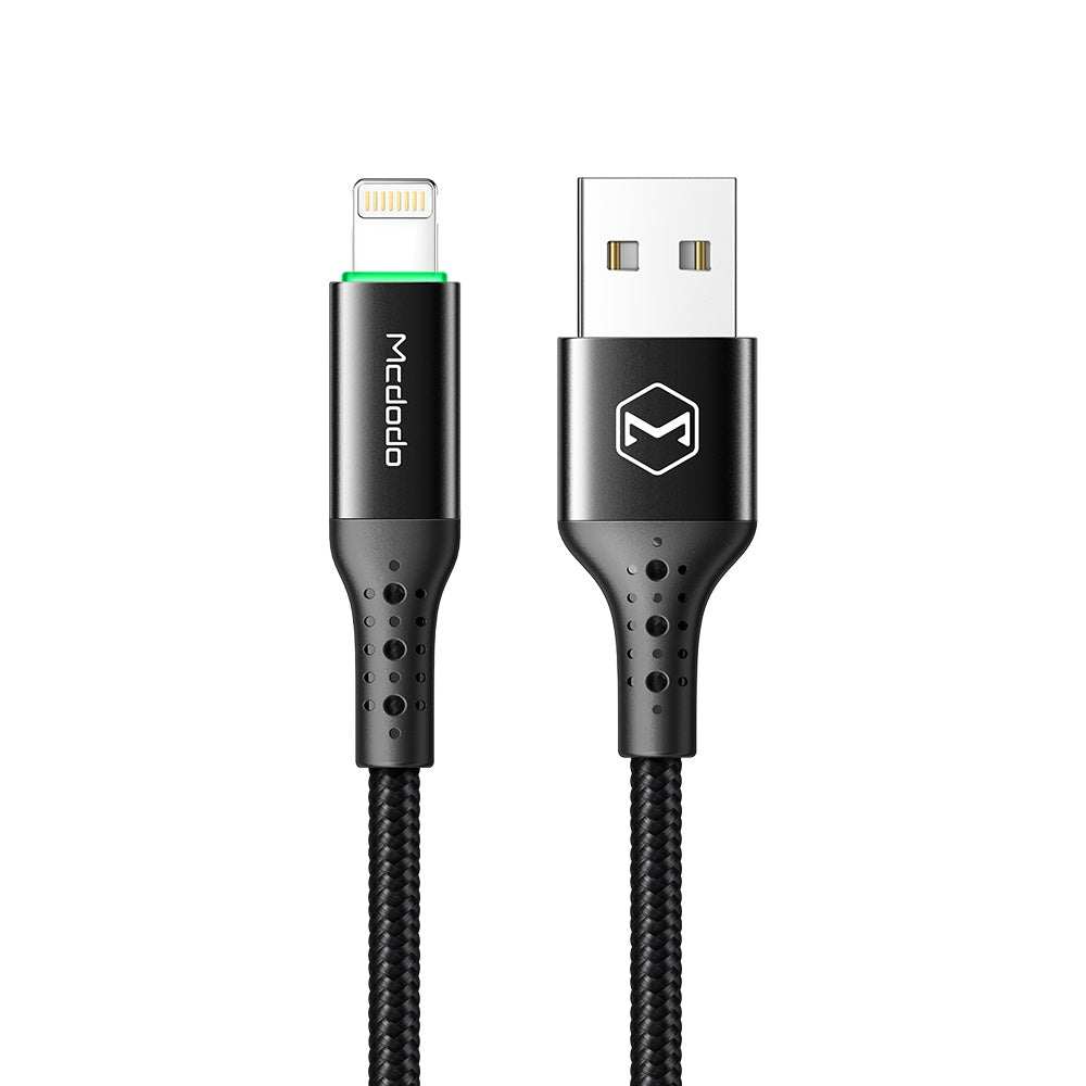 Black third-generation core USB charging cable with Apple connector and braided design