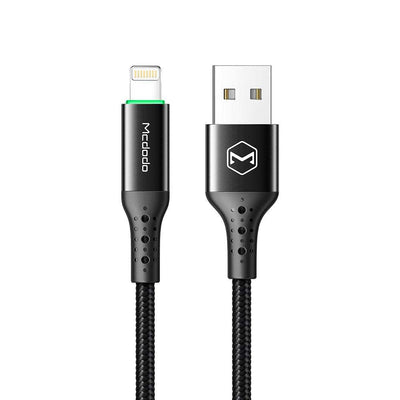 Black third-generation core USB charging cable with Apple connector and braided design