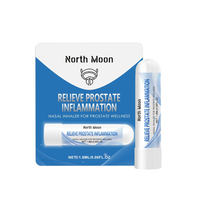 Nasal inhaler for prostate wellness with menthol and saffron extracts in blue packaging