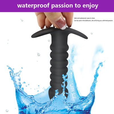Black silicone thread vibration massager for women, waterproof with 10-frequency settings