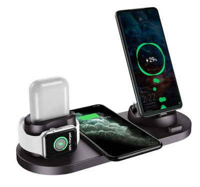 6 in 1 wireless charger charging dock station for phone, watch, and earbuds fast charging pad