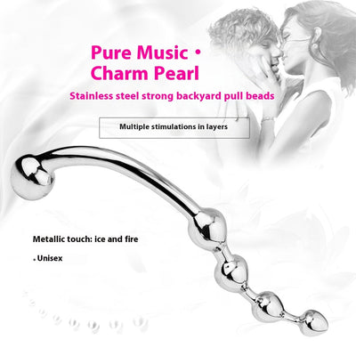 Silver gold metal 4-piece pull beads anal plug with stainless steel and unisex design