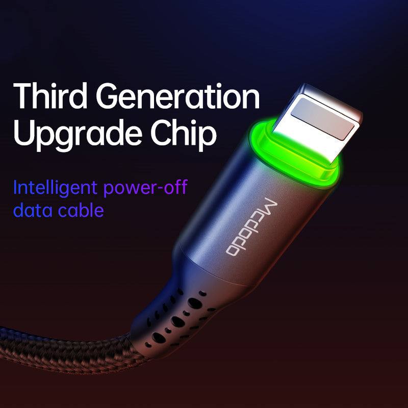 Third-generation core upgrade Apple USB charging cable with intelligent power-off feature and green LED indicator