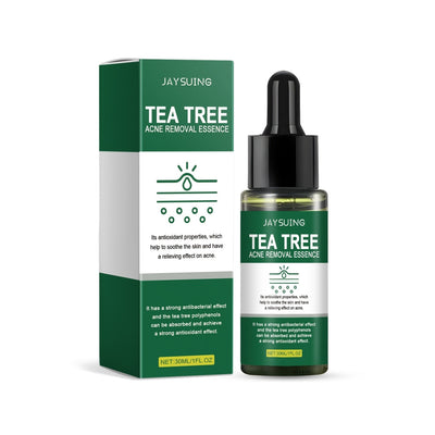 Moisturizing skincare lotion with tea tree oil and vitamin E for acne removal and skin soothing.