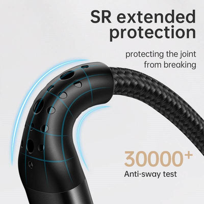Third-generation Core USB charging cable with reinforced joint and anti-sway protection for Apple devices, black, 1.2m length