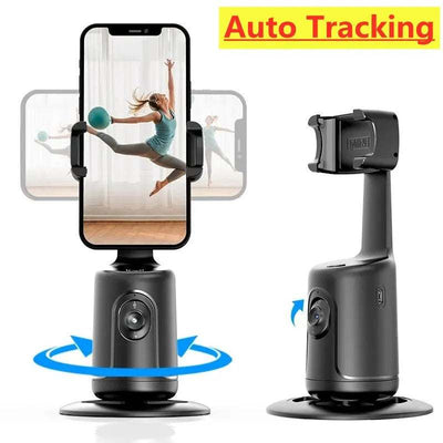 360-degree auto face tracking AI smart gimbal phone holder with tripod for stable video recording and vlogging